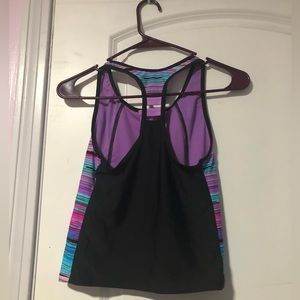 Colorful Purple, Blue, Pink, and Black 2 Piece Swim-Suit